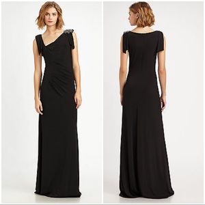 David Meister Jersey Beaded Shoulder Gown - Sz 6
